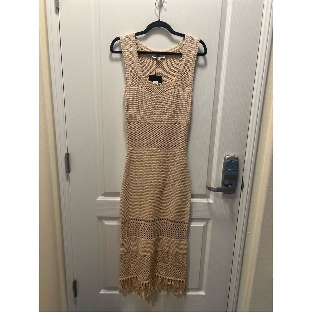EN SAISON Ruby Crochet Novelty Fringe Midi Dress COLOR: Natural Size S NWT$118 - Picture 5 of 8